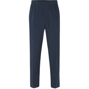 Samsøe Samsøe, Broeken, Heren, Blauw, L, Polyester, Slim Fit Broek met Elastische Tailleband