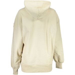 Calvin Klein, Sweatshirts & Hoodies, Dames, Beige, L, Katoen, Beige Katoenen Dames Hoodie Sweatshirt