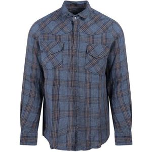 Original Vintage, Overhemden, Heren, Blauw, XL, Casual Shirts