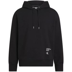 Calvin Klein, Sweatshirts & Hoodies, Heren, Zwart, L, Katoen, Zwarte Hoodie voor Heren