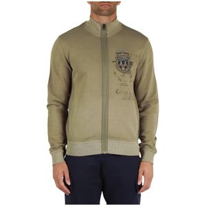 Aeronautica Militare, Sweatshirts & Hoodies, Heren, Groen, XL, Katoen, Sweatshirt met rits van katoen met regular fit