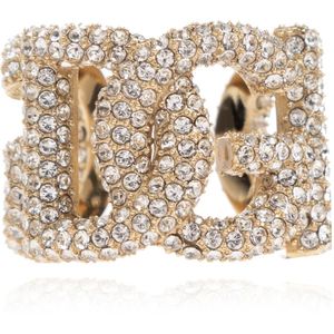 Dolce & Gabbana, Accessoires, Dames, Geel, S, Ring met kristallen versiering