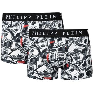 Philipp Plein, Ondergoed, Heren, Zwart, S, Katoen, Dollar Logo Boxers Two Pack