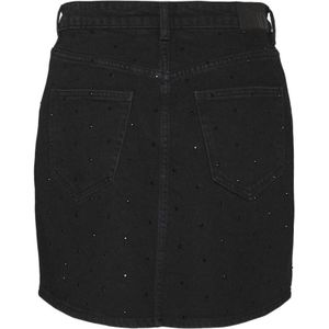 Vero Moda, Rokken, Dames, Zwart, L, Denim, Korte Denim Rok met Strass