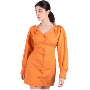 Nanushka, Alyssa Mini Poplin Jurk Oranje, Dames, Maat:S