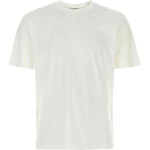 Jil Sander, Tops, Heren, Wit, L, Katoen, Klassiek Wit Katoenen T-Shirt