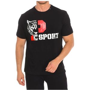 Plein Sport, Korte Mouw T-shirt met Merkprint Zwart, Heren, Maat:L