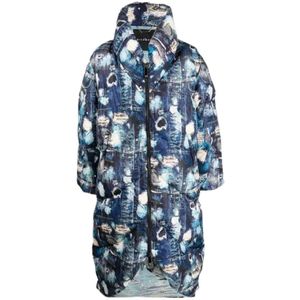 John Richmond, Iconische Denim Patroon Lange Parka Veelkleurig, Heren, Maat:XS