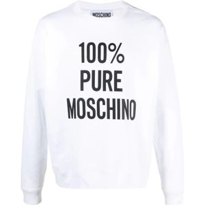 Moschino, Sweatshirts & Hoodies, Heren, Wit, XL, Katoen, Sweatshirts