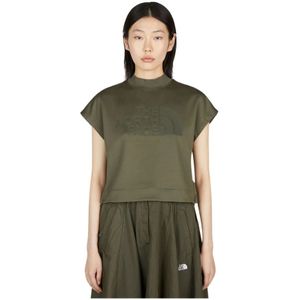 The North Face, Cropped T-Shirt met Logo Print Groen, Dames, Maat:M