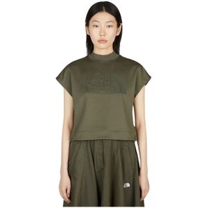 The North Face, Tops, Dames, Groen, M, Polyester, Cropped T-Shirt met Logo Print