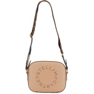 Stella McCartney, Tassen, Dames, Roze, ONE Size, Logo Mini Cameratas met Tape Schouderband