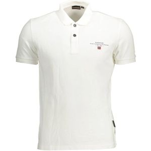 Napapijri, Wit Polo Shirt met Print en Logo Wit, Heren, Maat:S