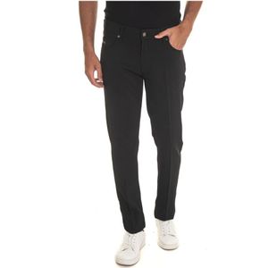 Emporio Armani, Broeken, Heren, Zwart, W34, Polyester, Stretch 5-Pocket Broek met Eagle Logo