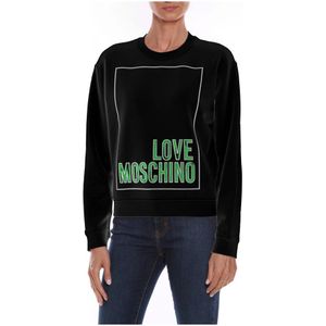 Love Moschino, Luxe Zwarte Katoenen Trui Zwart, Dames, Maat:M