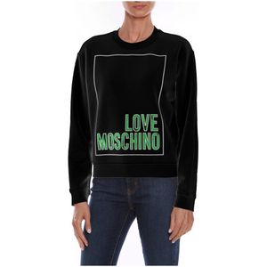 Love Moschino, Sweatshirts & Hoodies, Dames, Zwart, M, Katoen, Luxe Zwarte Katoenen Trui