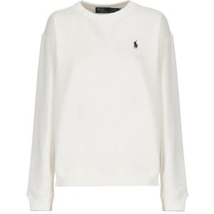 Ralph Lauren, Truien, Dames, Wit, S, Katoen, Witte Katoenen Crew Neck Sweatshirt