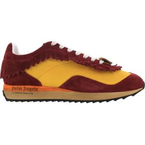 Palm Angels, Heren Fringe Runner Burgundy Yellow Veelkleurig, Heren, Maat:40 EU