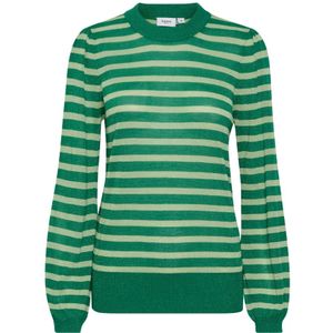 Saint Tropez, Truien, Dames, Groen, XL, Glitterende Pullover Sweater met Pofmouwen