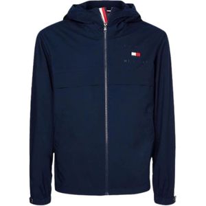 Tommy Hilfiger, Nachtblauwe Lichtgewicht Hoodie Blauw, Heren, Maat:S