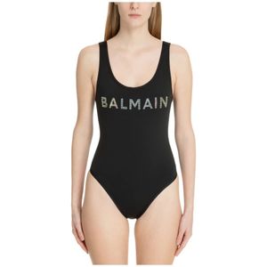 Balmain, Badkleding, Dames, Zwart, M, Logo Swimsuit