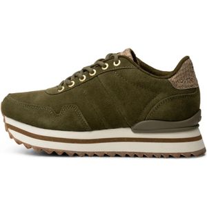 Woden, Eigentijdse Suede Plateau Sneaker Groen, Dames, Maat:37 EU