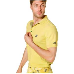 Mason's, Tops, Heren, Geel, 2Xl, Leer, Leopardi Heren Polo in Piquet