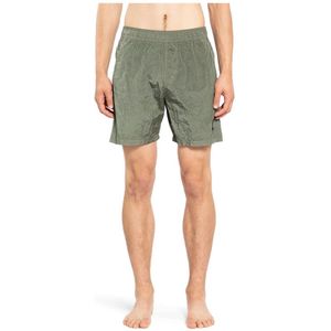 Stone Island, Badkleding, Heren, Groen, L, Nylon, Nylon Metal Elastische Taille Shorts