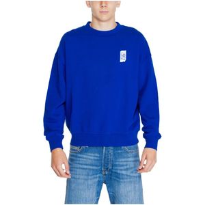 Replay, Sweatshirts & Hoodies, Heren, Blauw, S, Katoen, Katoen Fleece Heren Trui