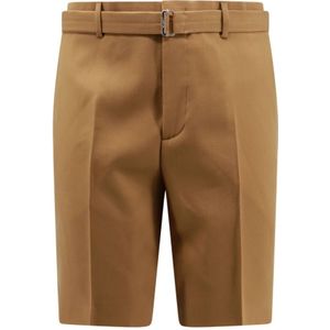 Lanvin, Wollen Bermuda Shorts met Riem Beige, Heren, Maat:M