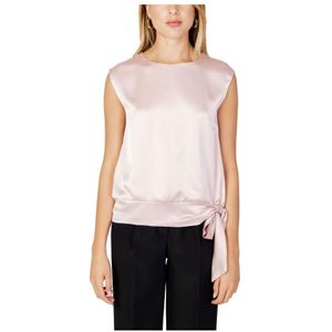 Sandro Ferrone, Blouses & Shirts, Dames, Roze, S, Polyester, Roze mouwloze blouse herfst/winter stijl