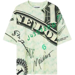 Moschino, Tops, Heren, Groen, XS, Groene Bedrukte T-shirt voor Mannen