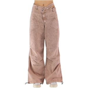 Andrea Adamo, Gewen Denim Cargo Broek Beige, Dames, Maat:S