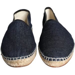 Dolce & Gabbana, Schoenen, Dames, Blauw, 40 EU, Denim, Blauwe Denim Leren Espadrilles Schoenen