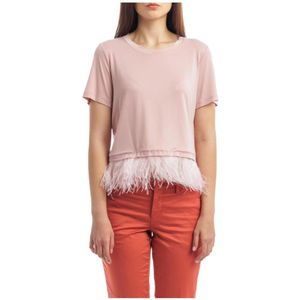 Dondup, Kopermix Modieuze T-Shirt Roze, Dames, Maat:S