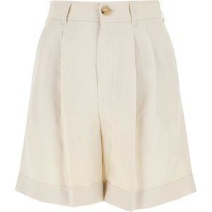 Woolrich, Korte broeken, Dames, Beige, XL, Sand Viscose Blend Shorts