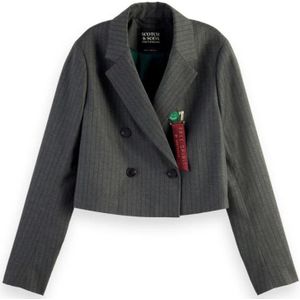 Scotch & Soda, Gestreepte hoog getailleerde blazer Grijs, Dames, Maat:M