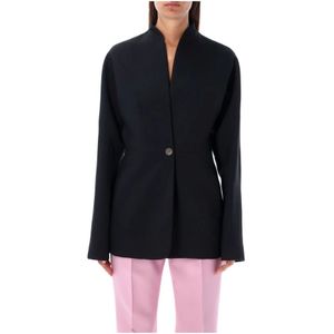 Salvatore Ferragamo, Kraagloze Blazer Zwart, Dames, Maat:S