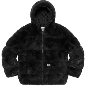 Supreme, Jassen, Heren, Zwart, M, Polyester, Beperkte oplage Faux Fur Hooded Jacket