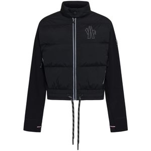 Moncler, Jassen, Dames, Zwart, XS, Nylon, Zwarte Gebreide Gewatteerde Gewatteerde Vest