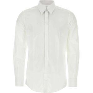 Dolce & Gabbana, Overhemden, Heren, Wit, M, Witte poplin overhemd