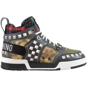 Moschino, Schoenen, Heren, Veelkleurig, 42 EU, Leer, Multicolor Patchwork Sneakers