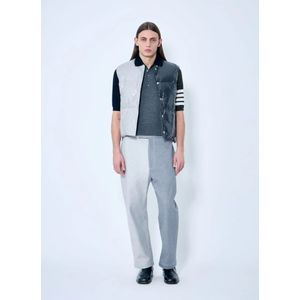 Thom Browne, Jassen, Heren, Grijs, L, Hoogglans Contrast Dons Gilet