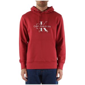 Calvin Klein Jeans, Sweatshirts & Hoodies, Heren, Rood, L, Katoen, Katoenen sweatshirt met voorlogo print