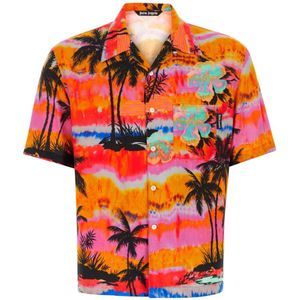 Palm Angels, Overhemden, Heren, Veelkleurig, L, Bedrukte viscose shirt