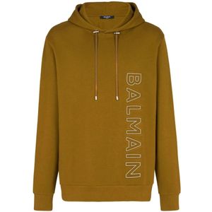 Balmain, Sweatshirts & Hoodies, Heren, Groen, L, Katoen, Hoodie van katoen met reflecterend logo