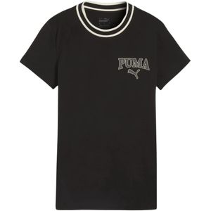 Puma, Tops, Dames, Zwart, L, Katoen, Zwarte en witte Squad Logo T-shirt