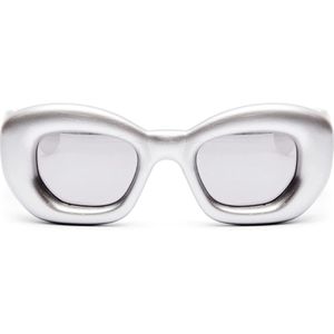 Loewe, Accessoires, Dames, Grijs, ONE Size, Grijze Cat-Eye Zonnebril met Zilveren Lens