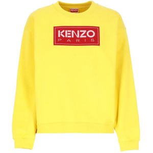 Kenzo, Sweatshirts & Hoodies, Dames, Geel, M, Katoen, Gouden Sweater met Paris Logo Patch