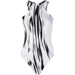 Wolford, Tops, Dames, Wit, L, Wol, Mouwloze Top met Abstract Patroon